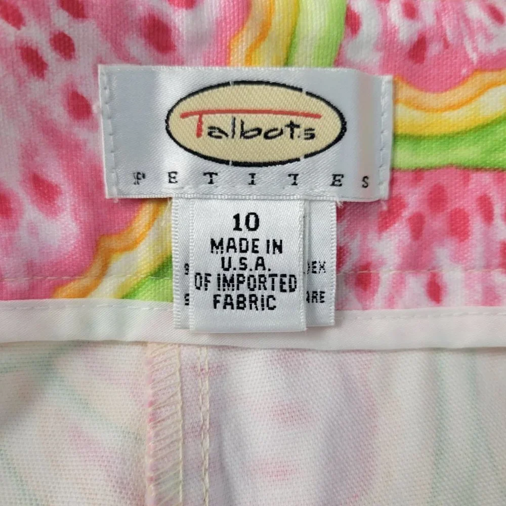 Talbots Crop Pants Womens 10 Vibrant Melon Fruit Print Comfy Stretch High Rise - Picture 6 of 8